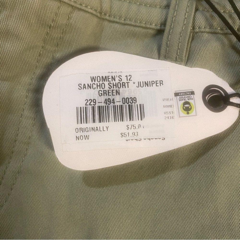 Prana Sancho Short Women’s Size 12 Organic Cotton Fair Trade Outdoor 2pc - Picture 7 of 9